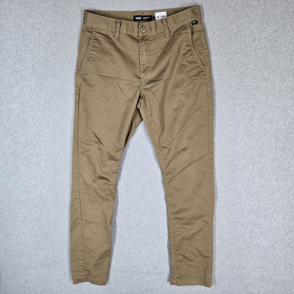 Vans Men Pants 30X32 Khaki Chino Twill Slim Tapered Mid Rise Pockets 29" Inseam